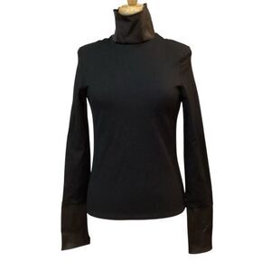 Karolina Zmarlak Black Lambskin Leather High Neck Top Size Medium